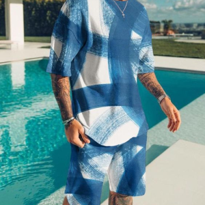 Suitmens Men's Trendy Blue Shorts Suit