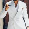 OK Elegant Plain Lapel Collar Double Breasted Slim Fit Blazer & Pants 2Pcs Set