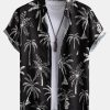 Palm Tree Print Button Up Shirt & Swim Shorts