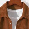 Long Sleeve Color Block Corduroy Shirt