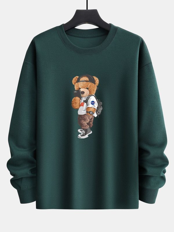 Selfie Bear Print Relax Fit Sweatshirt