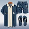 Suitmens Men's Hawaii Vacations Print Shirt Three-Piece Set 054
