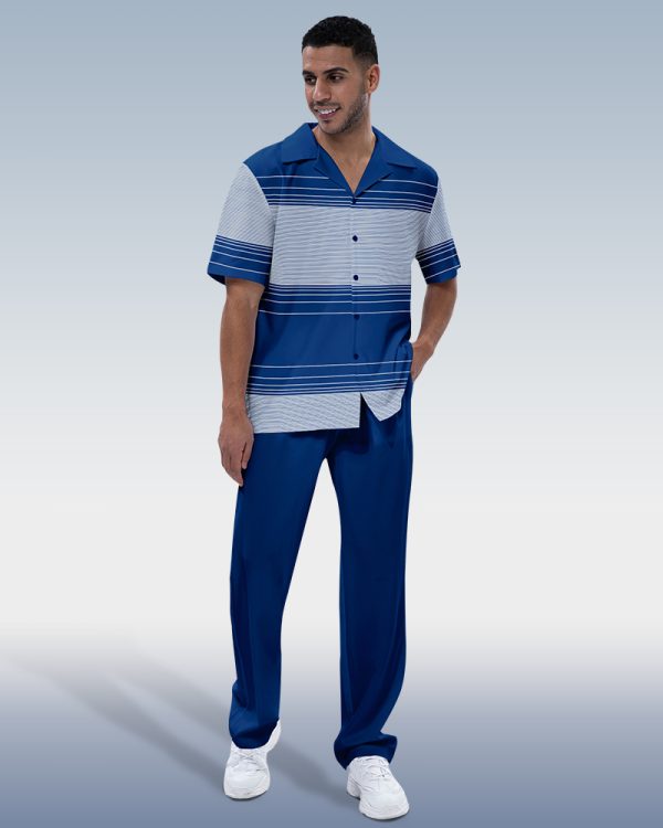 4cfdf793bcdb27e59c80b9af98f45e79fe05417b1ced92e22f444435c1cd1b5d.jpg Suitmens Men's Navy Blue Line Short Sleeve Walking Suit