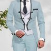 Dressy Solid Color Double Breasted Plus Size Blazer & Blazer Vest & Pants 3Pcs Set