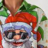 4d1843ca96e99e5ac161090493b646722e273e77b3e2347cd80422390f07d64d.jpg Mens Christmas Santa Surfing Print Front Buttons Soft Breathable Chest Pocket Casual Hawaiian Shirt