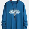 Long Sleeve Slogan Print Cotton T-Shirt