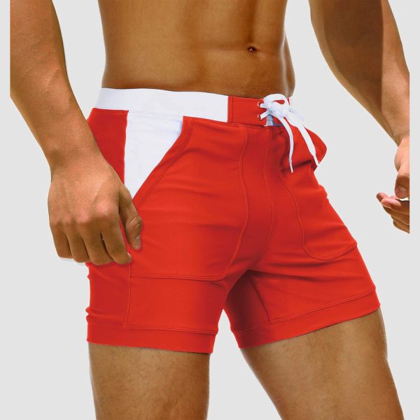 4d8e49026a2d79a2f1314f3909a4387b1fee9e7e9161019261c36ed49447073a.jpg Men's Swim Trunks Square Leg with Pockets Mesh Lining Beach Shorts Underwear