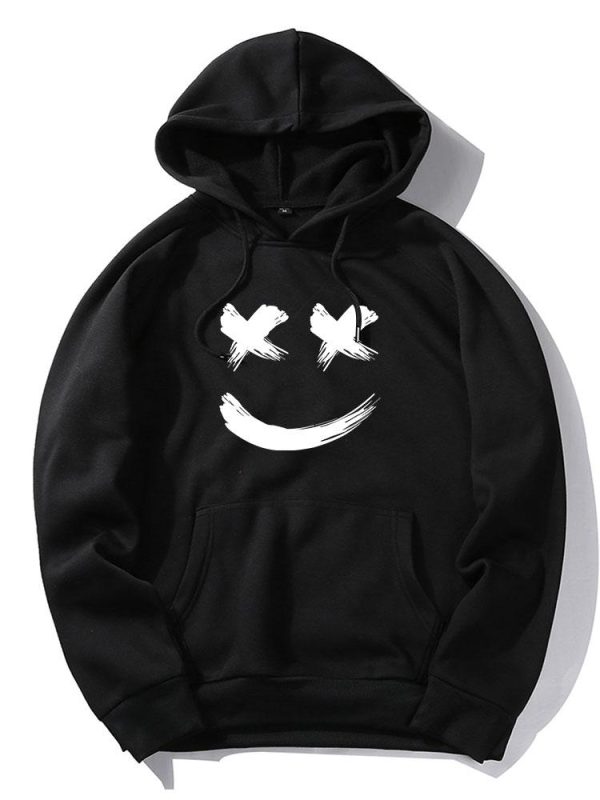 Brushstroke Smiley Print Hoodie