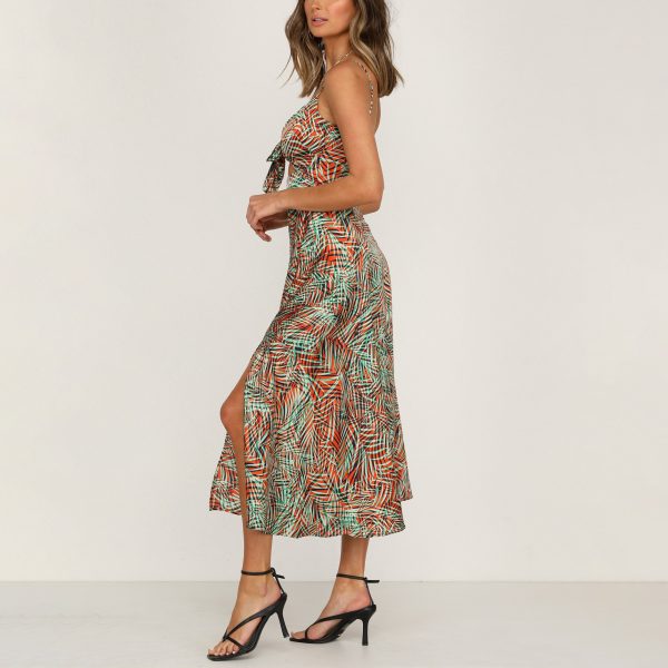 Elegant Print Suspender Dress