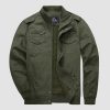 Men's Casual Jacket Lightweight Tactical Cargo Jackets Stand Collar Combat Jacket