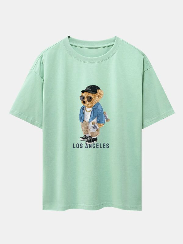 Los Angeles Skate Bear Print Heavy Weight Oversize T-Shirt