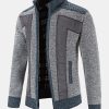 Zip Up Faux Suede Patchwork Sweater