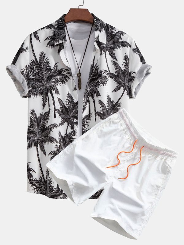 4fb6d44a3cc78eca40ff6d31b3210725b1c8e87c2de92eb5168b2af7581f9616.jpg Palm Tree Print Button Up Shirt & Swim Short
