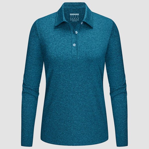 Women's Polo Shirts Long Sleeve UPF 50+ Sun Protection Golf Shirts Quick Dry Athletic Workout Collared Shirt