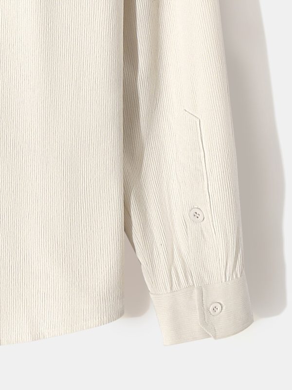 Long Sleeve Stand Collar Corduroy Shirt