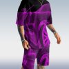 Men's Fashion 3D Printing Short Sleeve Two-Piece Suit 3 Colors