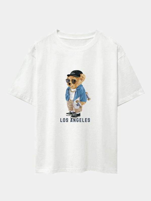 Los Angeles Skate Bear Print Heavy Weight Oversize T-Shirt