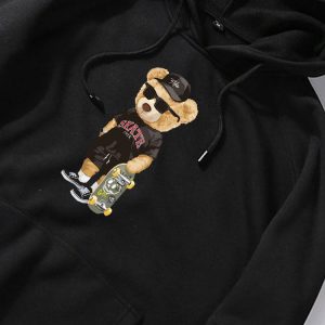 Skate Bear Print Hoodie