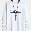 Long Sleeve Paris Slogan Print Cotton T-Shirt