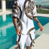 Men's Tiger Print Short Sleeve Two-Piece Set 3 Colors