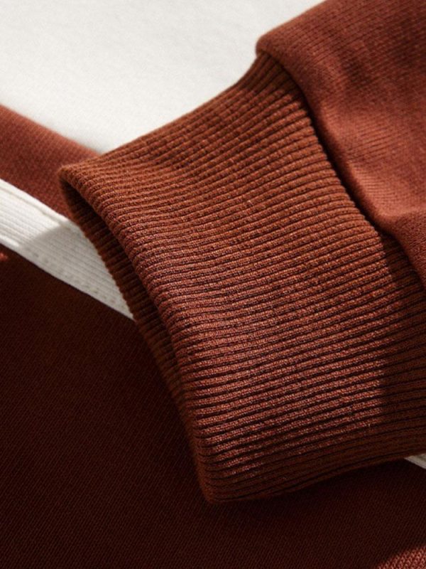 Relax Fit Color Block Patchwork Polo Sweatshirt