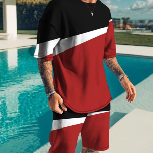 Suitmens Men's Color Block Shorts Suit