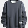 Textured Fabric Patchwork Crew Neck Sweatshirt