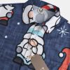 Casual Style Holiday Series Retro Christmas Christmas Gnome Element Pattern Lapel Short-Sleeved Shirt Print Top
