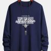 Long Sleeve Slogan Print Cotton T-Shirt