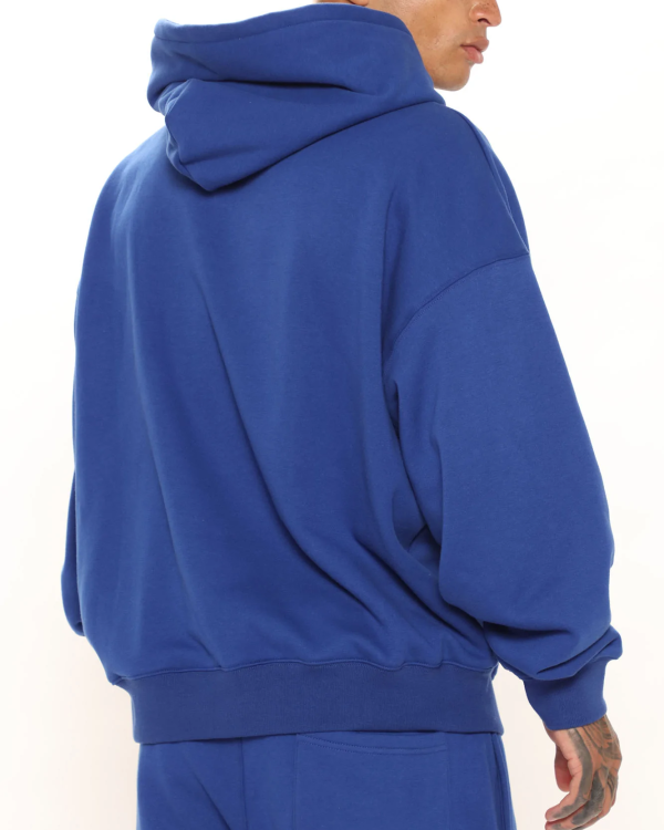 Men's Solid Navy Blue Hoodie Set