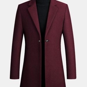 Single Breasted Notch Lapel Woolen Overcoat