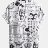 Skull Text Print Button Up Shirt