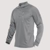 Men's Long Sleeve Running Shirt Army Combat Training Shooting Military Cargo T-Shirt