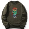 Guitar Bear Print Raglan Sleeves Sweatshirt