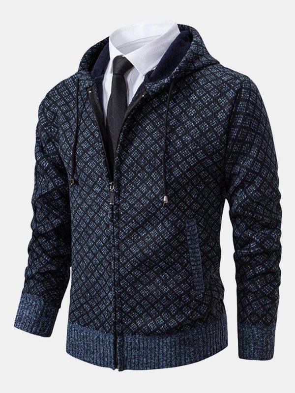 5683d4789e8eaf538402dfbc28ac0de487cd5be83ebc982f497f452ac34aebd0.jpg Diamond Pattern Zip Hooded Sweater