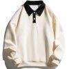 Relax Fit Contrast Polo Sweatshirt