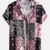 Paisley Print Button Up Shirt #Random Pattern Design# & Shorts
