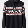 Christmas Moose Print Half Zip Sweater
