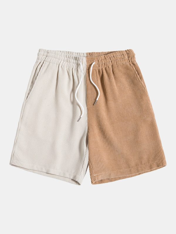 Two Tone Corduroy Button Up Shirt & Shorts