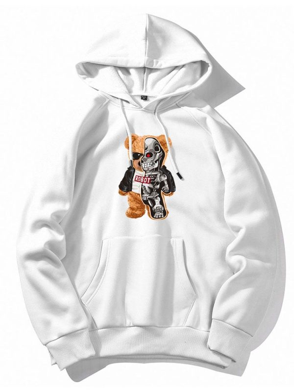 Robotic Bear Print Hoodie