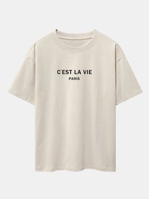 Paris Letter Print Dropped Shoulders Oversize T-Shirt