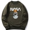 Nasa Bear Print Raglan Sleeves Sweatshirt