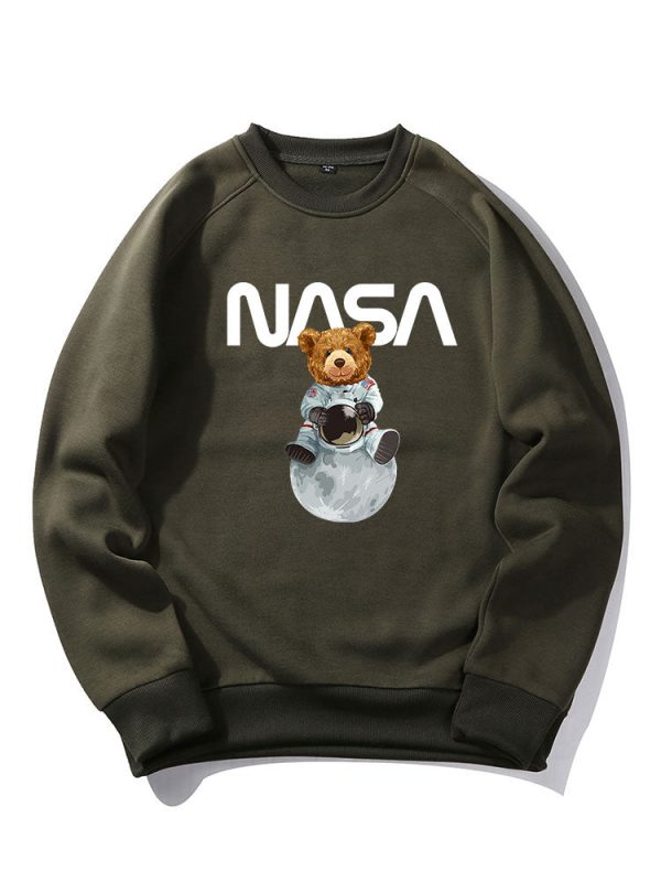 Nasa Bear Print Raglan Sleeves Sweatshirt
