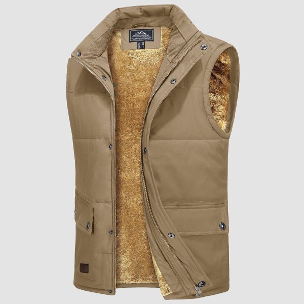 5b156b44cf4058d4d669c4a8d42c9c37e0f2d643215fe8ca2076713b8bb6328a.jpg Men's Outerwear Vests Sleeveless Winter Stand Collar Padded Vest Warm Fleece Lined