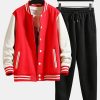 Contrast Baseball Jacket & Jogger Pants