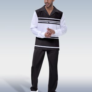 Suitmens Men's Black Stripe Long Sleeve Hiking Suit