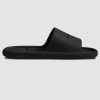 Cool Black Slippers For Women, Letter Embossed Slides