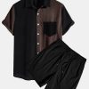 Short Sleeve Two-Tone Corduroy Shirt & Corduroy Shorts