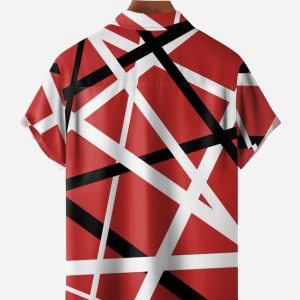 Geometric Lines Chest Pocket Short Sleeve Casual Shirt