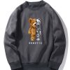 Robot Bear Print Raglan Sleeves Sweatshirt & Jogger Pants